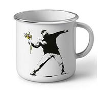 Fabulous Mug en Métal Emaillé Banksy Rage The Flower Thrower Fleurs Street Art Graffiti