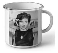 Fabulous Mug en métal émaille Barbara Streisand Hollywood Vintage Blanc G