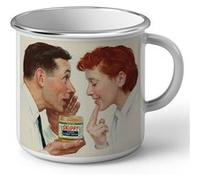 Fabulous Mug en métal émaille Beurre de Cacahuete Skippy Peinture Norman Rockwell Blanc G
