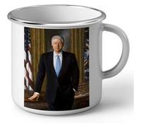 Fabulous Mug en métal émaille Bill Clinton Etats Unis President Peinture Blanc G