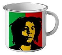 Fabulous Mug en métal émaille Bob Marley Reggae Drapeau Rasta Blanc G