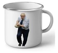 Fabulous Mug en métal émaille Boris Johnson Rugby Premier Ministre Blanc G