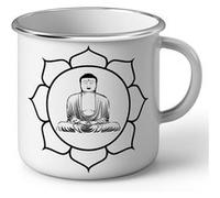 Fabulous Mug en métal émaille Buddha Lotus Meditation Blanc G