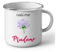 Fabulous Mug en métal émaille Call Me Madame Bouquet de Fleurs Blanc G