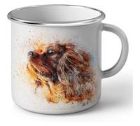 Fabulous Mug en métal émaille Cavalier King Charles Peinture Art Blanc G