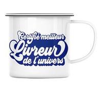 Fabulous Mug en métal émaille Certifié meilleur Livreur de l'univers Blanc G