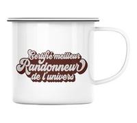 Fabulous Mug en métal émaille Certifié meilleur Randonneur de l'univers Blanc G