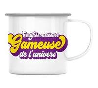 Fabulous Mug en métal émaille Certifiée meilleure Gameuse de l'univers Blanc G