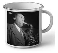 Fabulous Mug en métal émaille Charlie Parker Bird Saxophone Blanc G