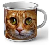 Fabulous Mug en métal émaille Chat Botte Chat Roux Grands Yeux Blanc G