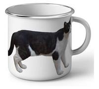 Fabulous Mug en métal émaille Chat Noir et Blanc Europeen Chat de Ville Blanc G