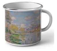 Fabulous Mug en métal émaille Claude Monet Printemps sur la Seine Blanc G