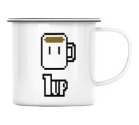 Fabulous Mug en métal émaille Coffee Up Pixel Art Blanc G