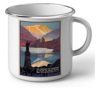 Fabulous Mug en métal émaille Col Saint Bernard Montagne Affiche Vintage Blanc G