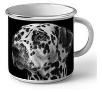 Fabulous Mug en métal émaille Dalmatien Chien Noir Et Blanc Gros Plan Blanc G