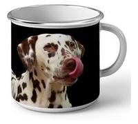 Fabulous Mug en métal émaille Dalmatien Gros Chien Tire La Langue Blanc G