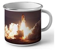 Fabulous Mug en métal émaille Decollage Navette Spatiale Americaine Blanc G