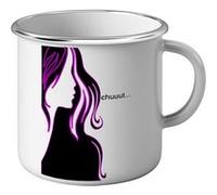 Fabulous Mug en métal émaille Dessin Femme Chuuut Blanc G