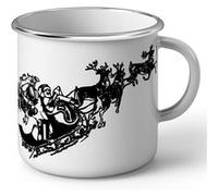 Fabulous Mug en métal émaille Dessin Traineau Du Pere Noel Rennes Nuit de Noel Blanc G
