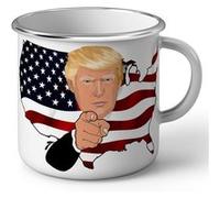 Fabulous Mug en métal émaille Donald Trump Uncle Sam Caricature Blanc G