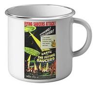 Fabulous Mug en métal émaille Earth vs the Flying Saucers Cinéma Vintage 1 Blanc G