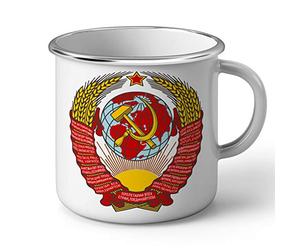 Fabulous Mug en Métal Emaillé Ecusson Embleme Partie Communiste URSS Russie Vintage