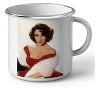 Fabulous Mug en métal émaille Elizabeth Taylor Actrice Hollywood Blanc G