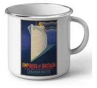 Fabulous Mug en métal émaille Empress Of Britain Paquebot Art Deco Blanc G