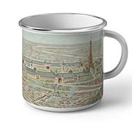 Fabulous Mug en Métal Emaillé Exposition Universelle Paris 1900 Paris Dessin Vue Aerienne Tour Eiffel