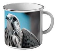 Fabulous Mug en métal émaille Faucon Oiseau Predateur Blanc G