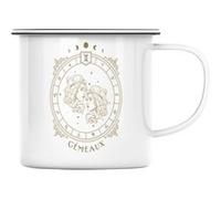 Fabulous Mug en métal émaille Gemeaux Cartomancie Signe Astrologie Blanc G