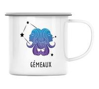 Fabulous Mug en métal émaille Gemeaux Signe Astrologie Céleste Blanc G