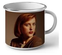 Fabulous Mug en métal émaille Gillian Anderson The X Files Portrait FBI Blanc G