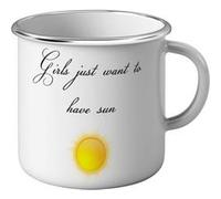 Fabulous Mug en métal émaille Girls Just Want to Have Sun Blanc G