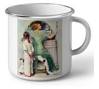 Fabulous Mug en métal émaille Going Out Peinture Norman Rockwell Blanc G