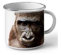 Fabulous Mug en métal émaille Gorille Photo Gros Plan Visage Blanc G