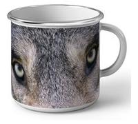 Fabulous Mug en métal émaille Gros Plan Yeux Loup Blanc G