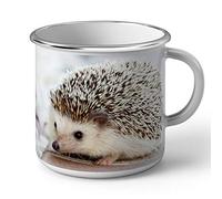 Fabulous Mug en Métal Emaillé Herisson Blanc Mignon Animaux de Jardin Nature Sauvage