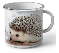 Fabulous Mug en Métal Emaillé Herisson Blanc Mignon Animaux de Jardin Nature Sauvage