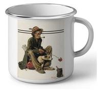 Fabulous Mug en métal émaille Homme Pauvre et Son Chien Peinture Norman Rockwell Blanc G