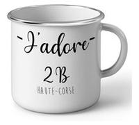 Fabulous Mug en métal émaille J'Adore 2B Corse Du Nord Departement Blanc G