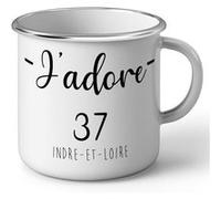 Fabulous Mug en métal émaille J'Adore 37 Indre Et Loire Departement Tours Blanc G