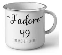 Fabulous Mug en métal émaille J'Adore 49 Maine Et Loire Departement Angers Blanc G