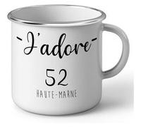 Fabulous Mug en métal émaille J'Adore 52 Haute Marne Departement Chaumont Blanc G