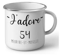 Fabulous Mug en métal émaille J'Adore 54 Meurthe Et Moselle Departement Nancy Blanc G