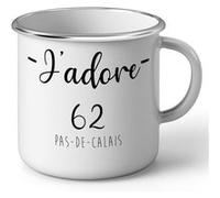 Fabulous Mug en métal émaille J'Adore 62 Pas De Calais Departement France Arras Blanc G