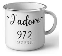 Fabulous Mug en métal émaille J'Adore 972 Martinique Departement Fort De France Blanc G