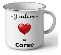 Fabulous Mug en métal émaille J'adore La Corse Region Ajaccio Blanc G