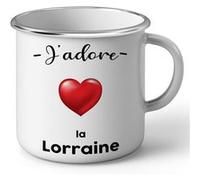 Fabulous Mug en métal émaille J'adore La Lorraine Region Metz Blanc G