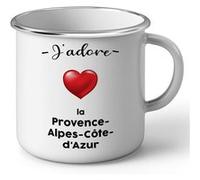 Fabulous Mug en métal émaille J'adore La Provence Alpes Cote D'Azur Region PACA Marseille Blanc G